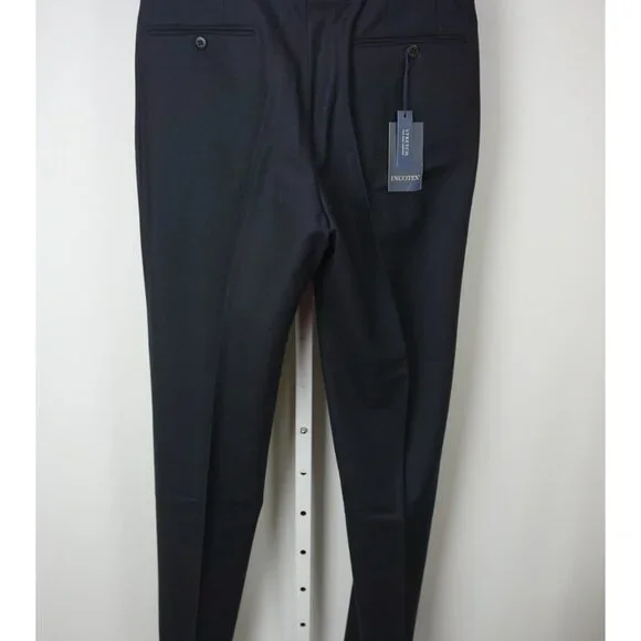 Incotex High Comfort Stretch Dark Blue Flannel Wool Blend Dress Pants 46 NEW
